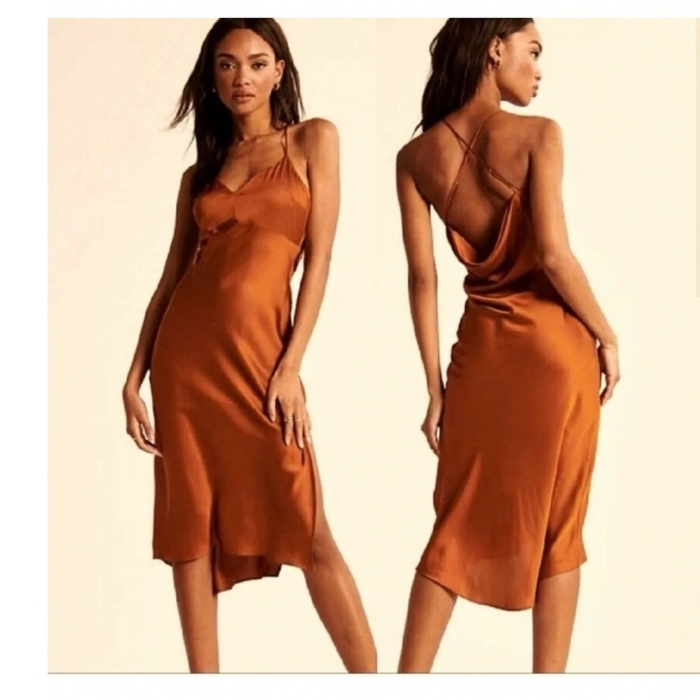 Abercrombie & Fitch Copper Slip Midi Dress